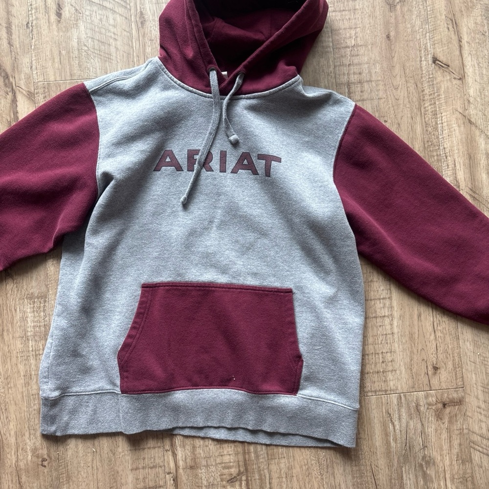 Ariat Men's Maroon & Gray Crewneck Hooded Sweatshirt